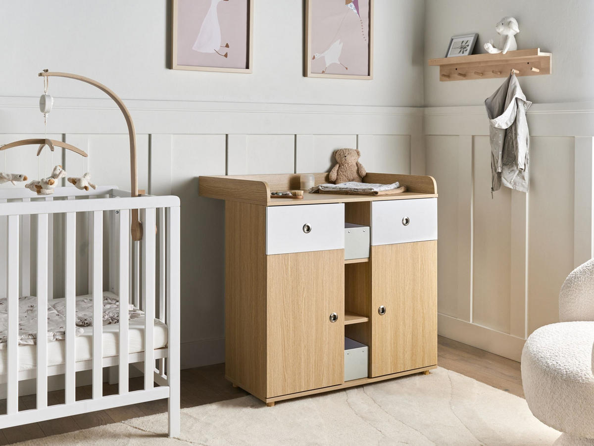 WICKELKOMMODE DELISLE Hellbraun - Hellbraun, Holzwerkstoff (90/90/69cm) - Beliani