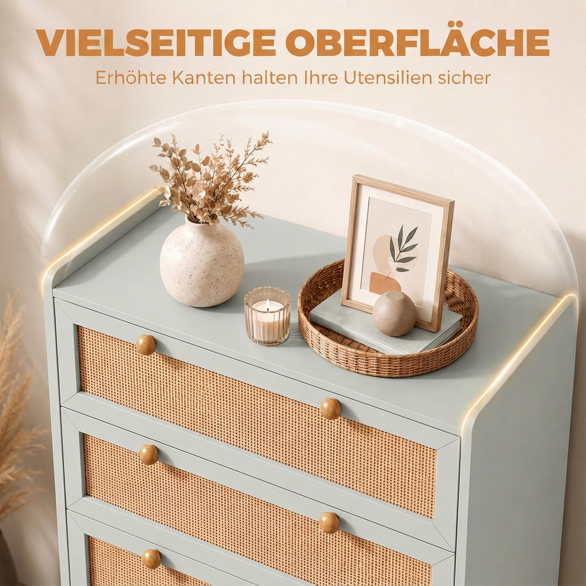 KOMMODE MDF Kiefernholz Salbeigrün - Salbeigrün/Naturfarben, Holz/Holzwerkstoff (40/109.2/80cm) - HOMCOM