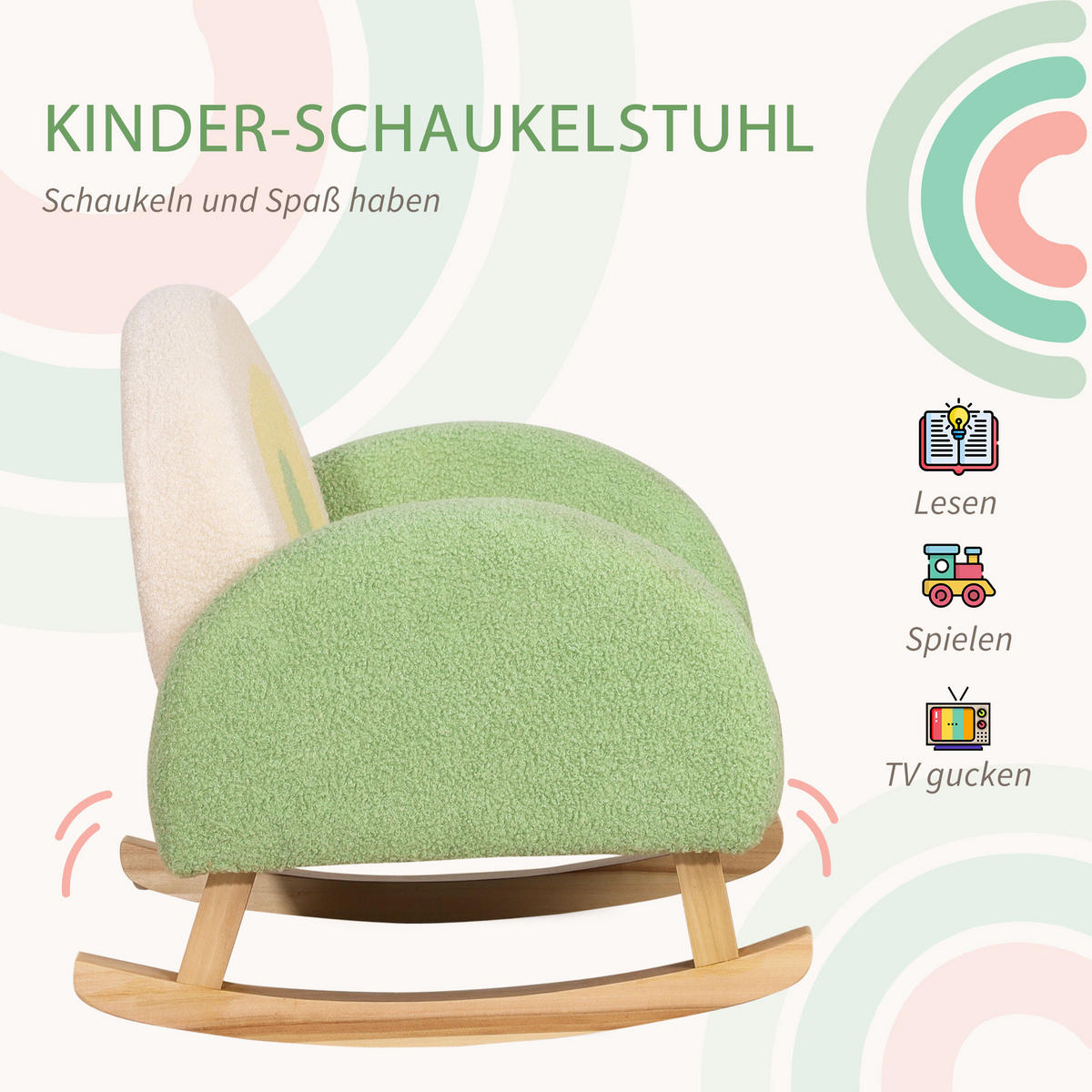 KINDERSOFA, Grün, Lammfellimitat - Grün, Holz (45/44/50cm) - HOMCOM