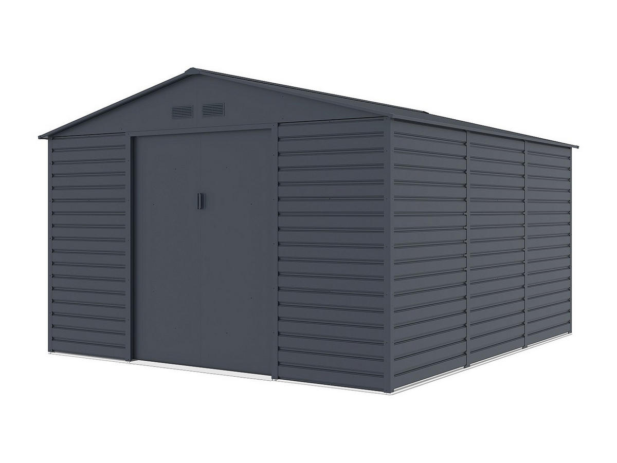 SCHREBERGARTENHAUS - 330 cm x 372 cm - metall - anthrazitgrau Adelmo - Anthrazit, Metall (330/229/372cm) - Vente-Unique