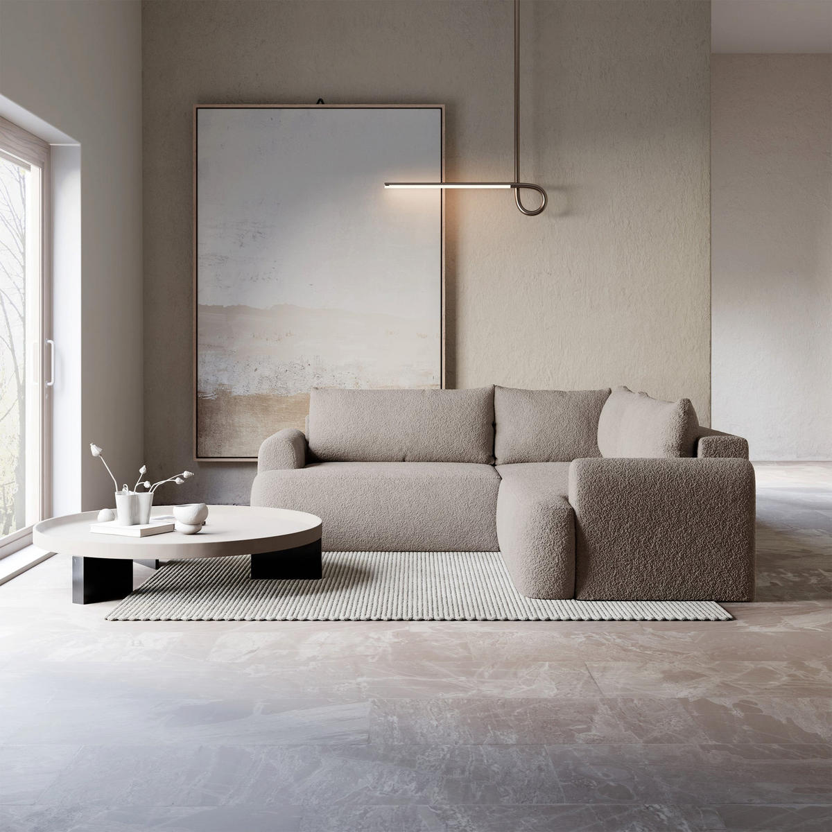 ROHOVÁ POHOVKA Ovo Béžová látka univerzální s úložným prostorem - černá/kapučínová, textil/plast (245/245cm) - Selsey