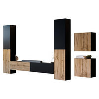 WOHNWAND Capital V - Eiche Wotan/Schwarz, Holzwerkstoff (200/31/30cm) - MIRJAN24