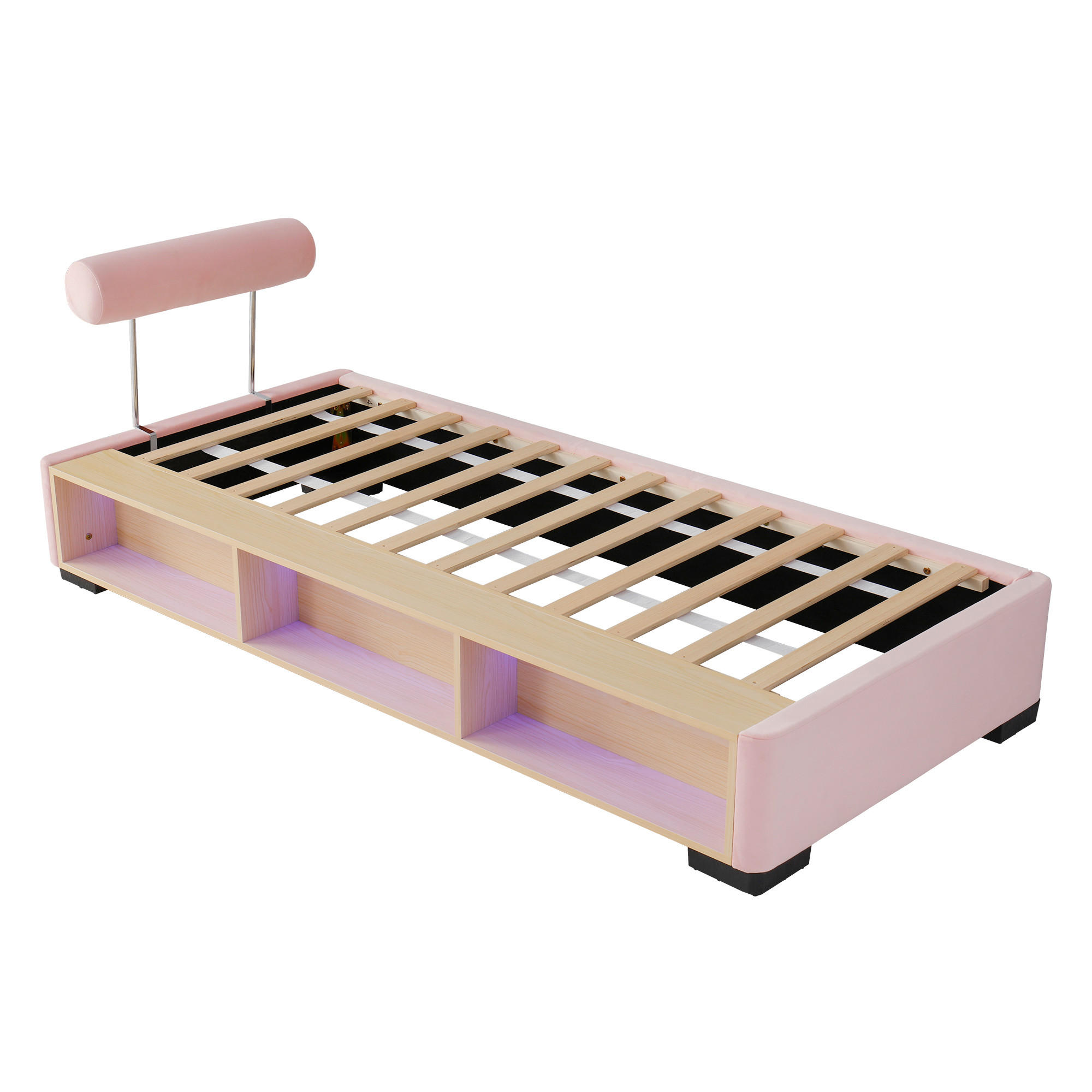 POLSTERBETT 90/200 cm DE-32711 mit LED-Seitenregal Rosa - Pink, Holzwerkstoff (90/200cm) - ComfortXL