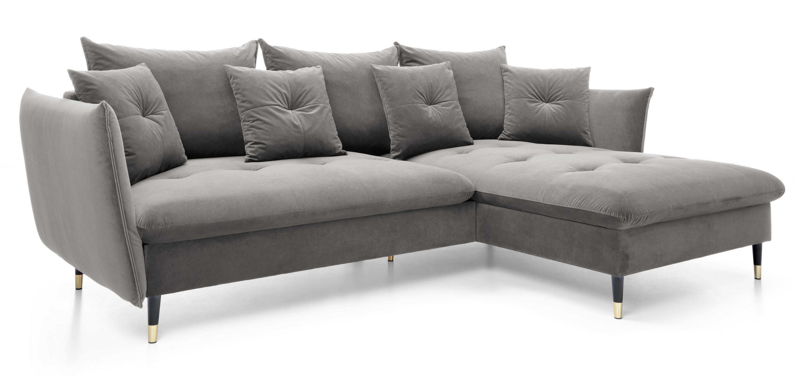 ECKSOFA 260 cm Sagir mit Schalffunktion, Bettkasten, Rechts - Grau - Schwarz/Grau, Holz (258/167cm) - Emporius