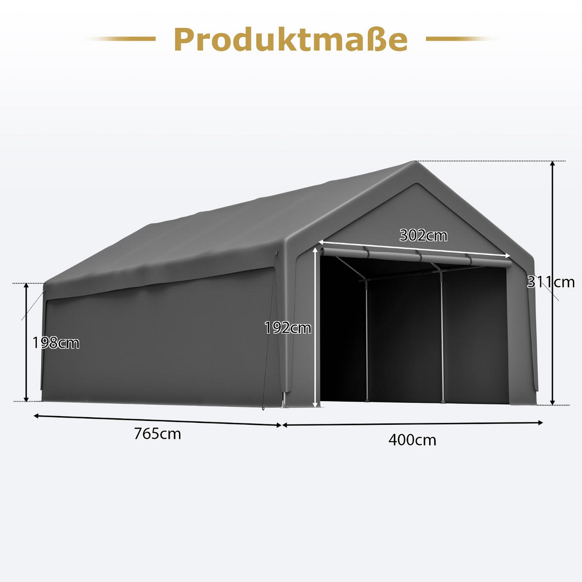 GERÄTEHAUS 765/400/311 cm Grau mit Rollup-Fenster - Grau, Metall (400/311/765cm) - Oxeza