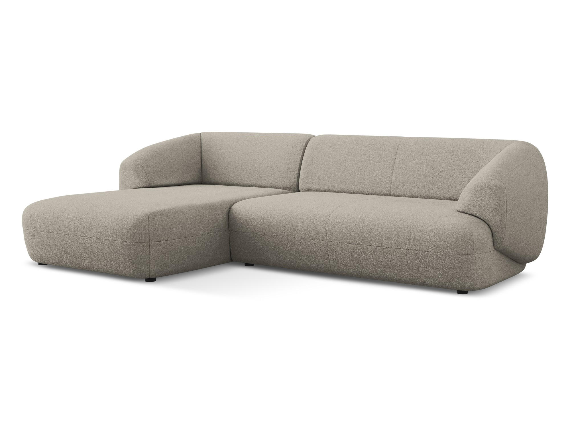 ECKSOFA Links Bouclé Stoff Beige - Beige/Schwarz, Kunststoff/Textil (156/280cm) - Makamii