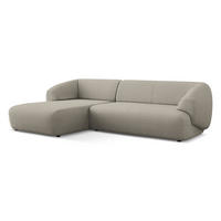 ECKSOFA Links Bouclé Stoff Beige - Beige/Schwarz, Kunststoff/Textil (156/280cm) - Makamii
