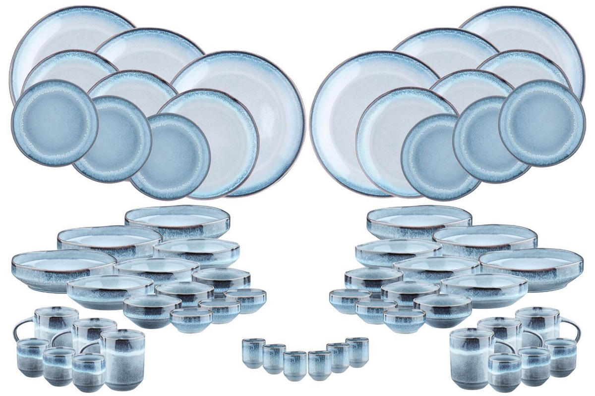 KOMPLETTSERVICE Plus Genesis - 60er-Set - Meer - Blau, Keramik (1/1/1cm) - Björn