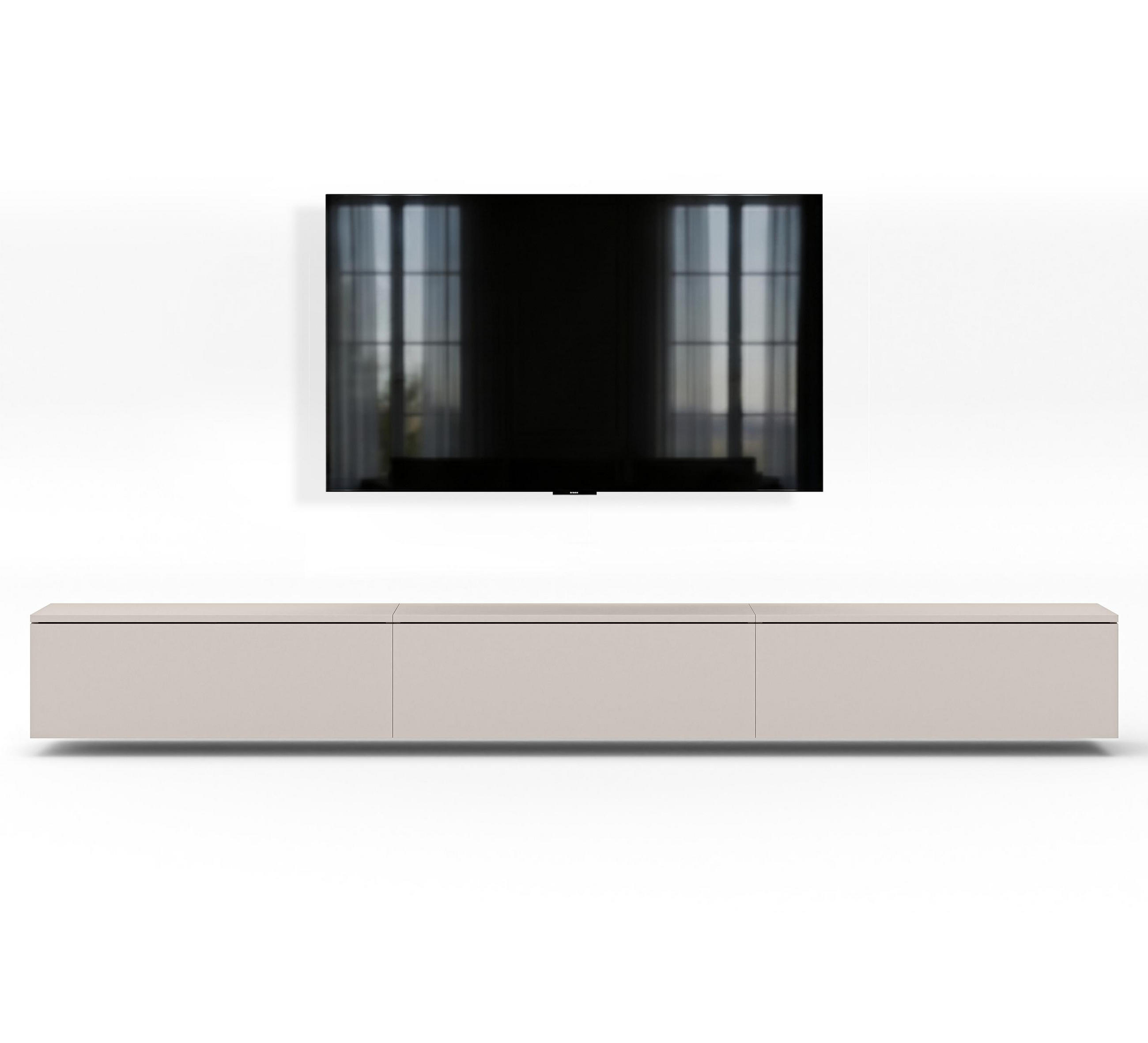 LOWBOARD Barvo 3x100 Beige Kaschmir 300/34/32 cm – hängendes TV-Board - Beige, Holzwerkstoff (300/34/32cm) - AX Living