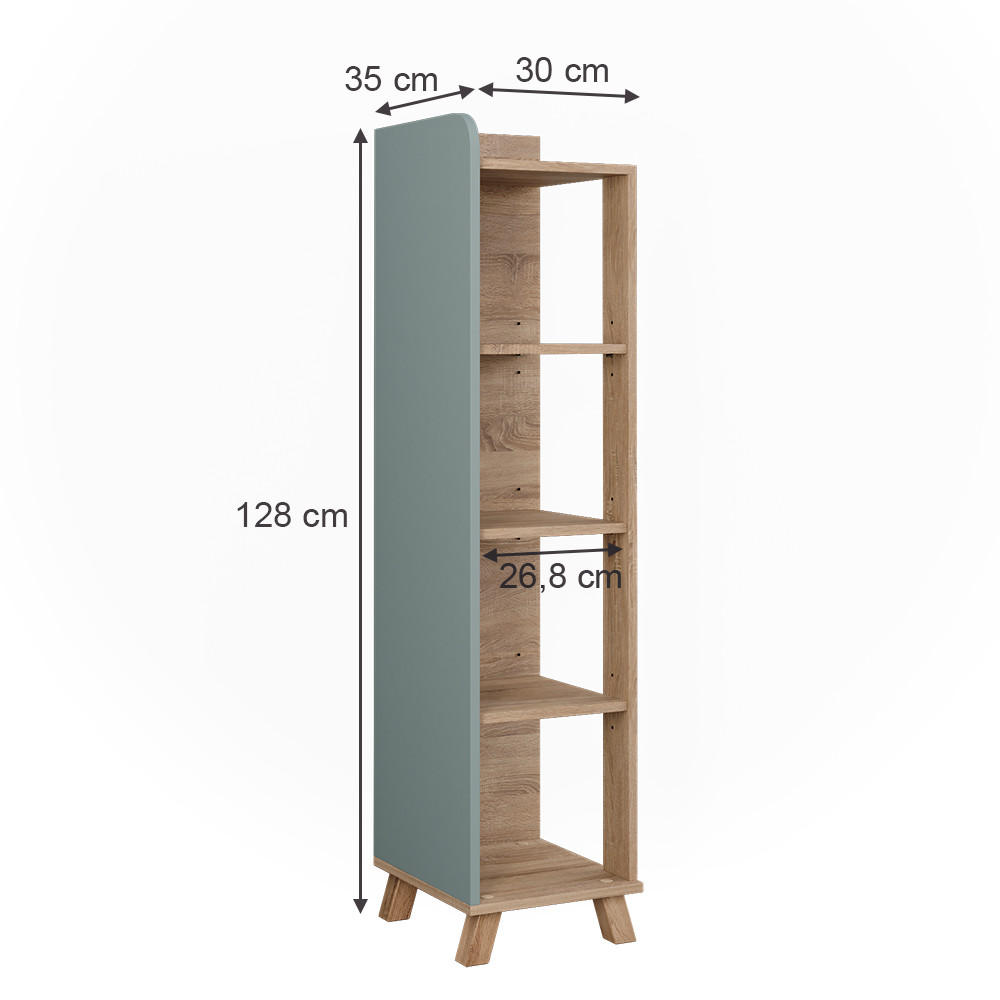 BADREGAL Karen Sonoma/Blau 30 x 128 cm mit 4 Fächern - Dunkelblau/Sonoma Eiche, Holzwerkstoff (30/128/35cm) - Vicco