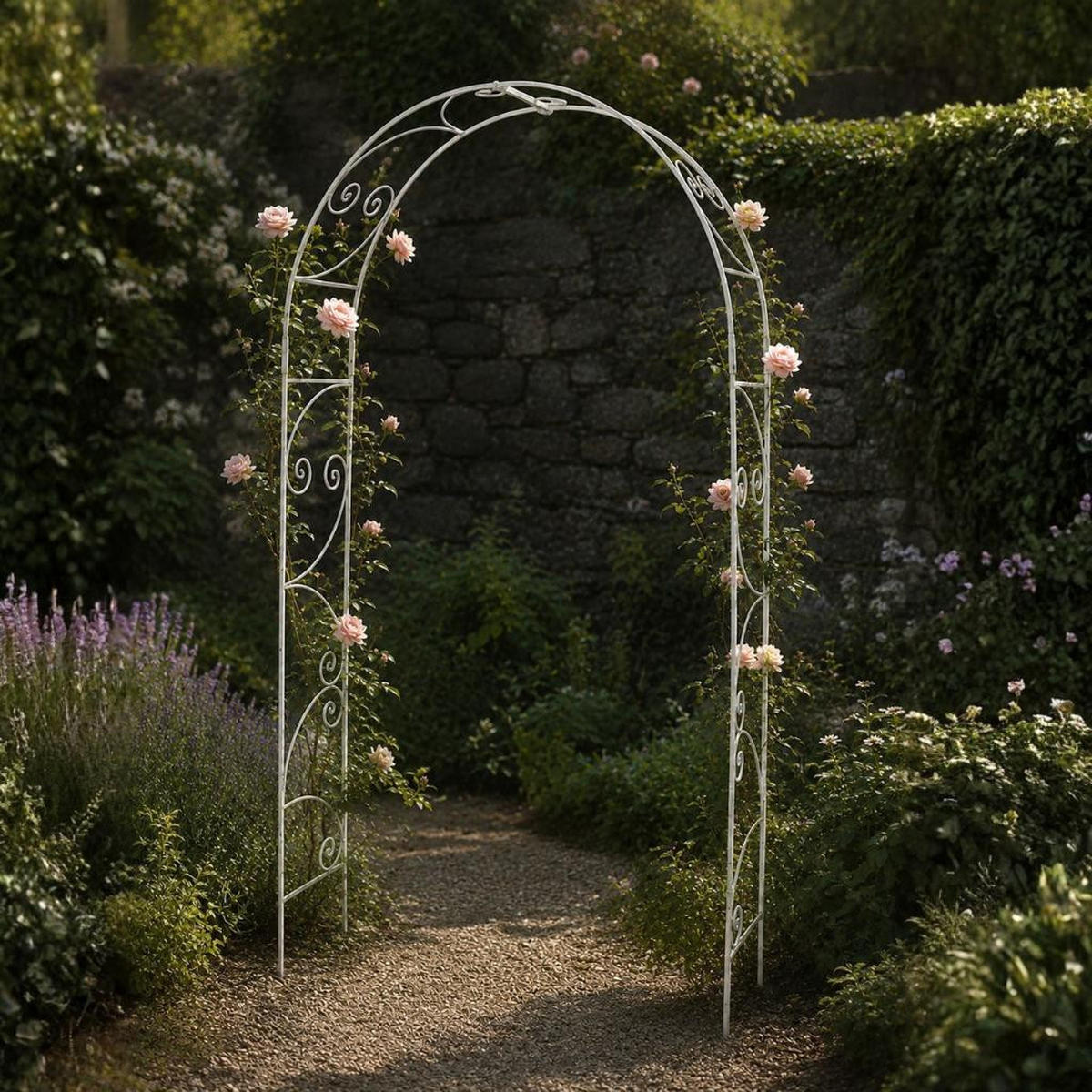 ROSENBOGEN Metall Verzinkt Massiv 135 cm Torbogen - Silberfarben, Metall (120/240/32cm) - DanDiBo