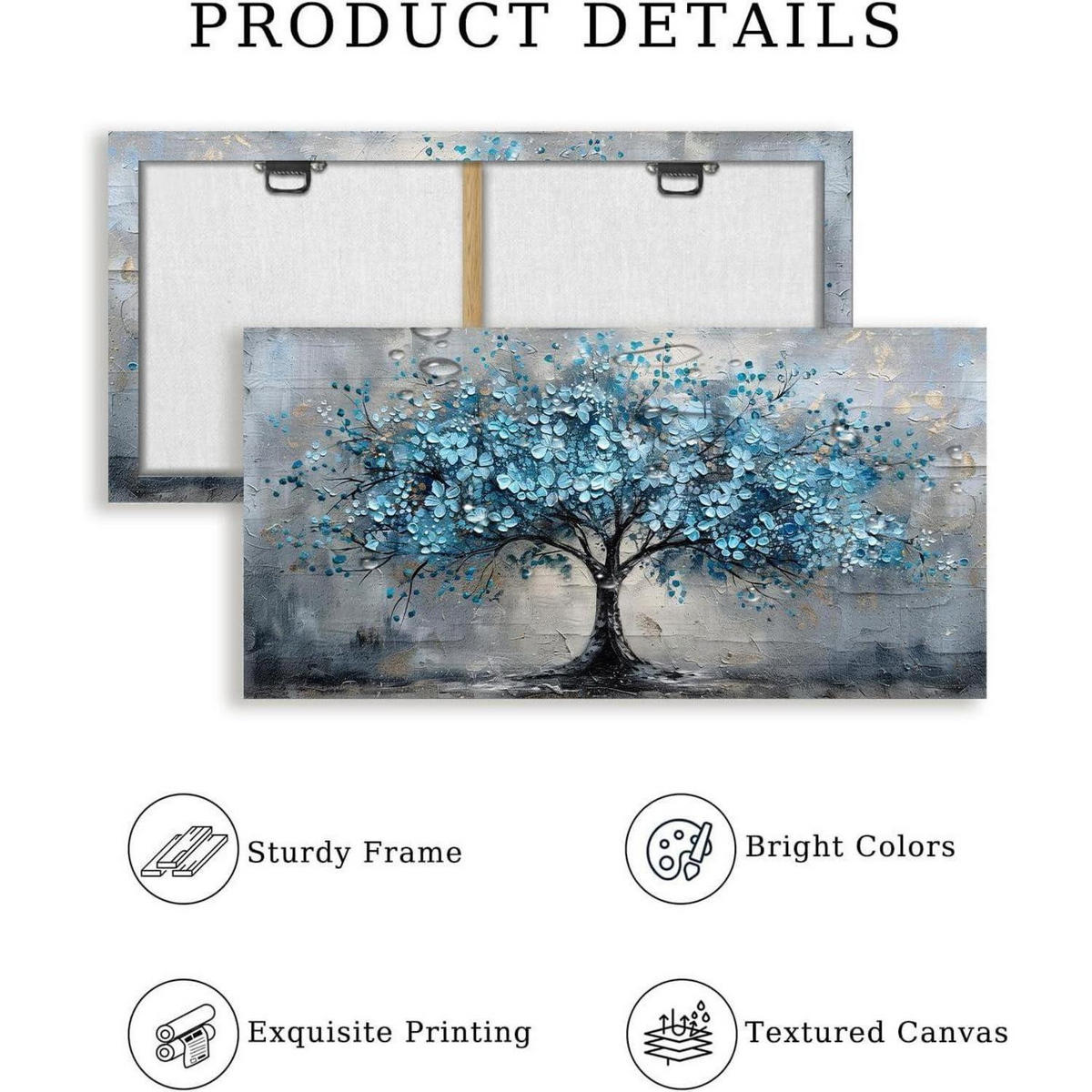 LEINWANDBILD Blauer Blumenbaum 50 x 100 cm - Blau, Textil (50/0.5cm)