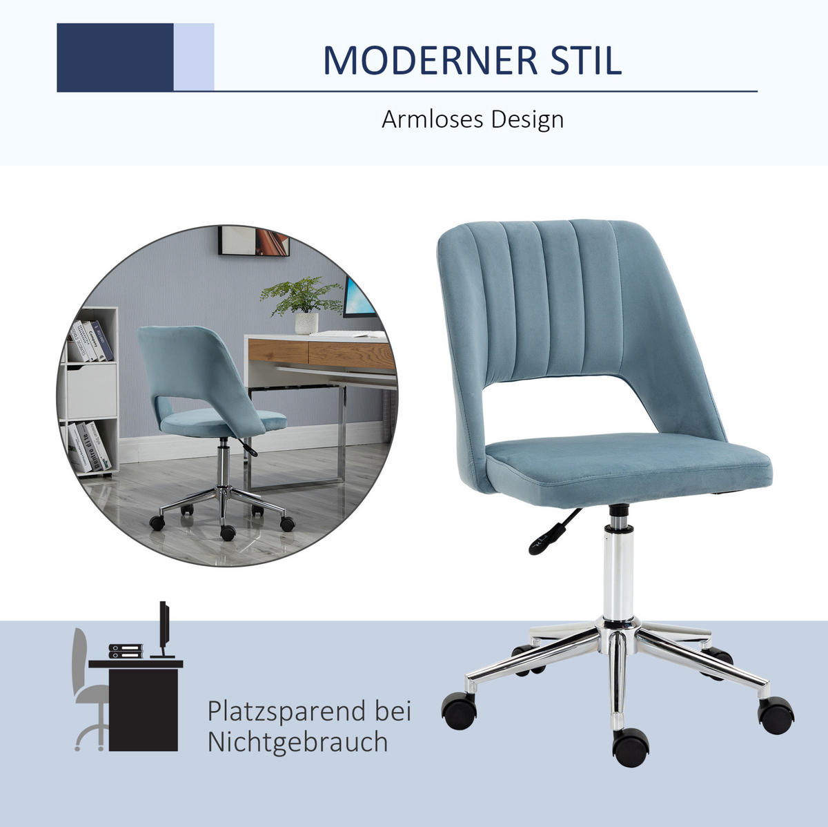 DREHSTUHL 49/79-91/60 cm Blau aus Polyester höhenverstellbar - Blau, Kunststoff (60/91/49cm) - OKMYHOME