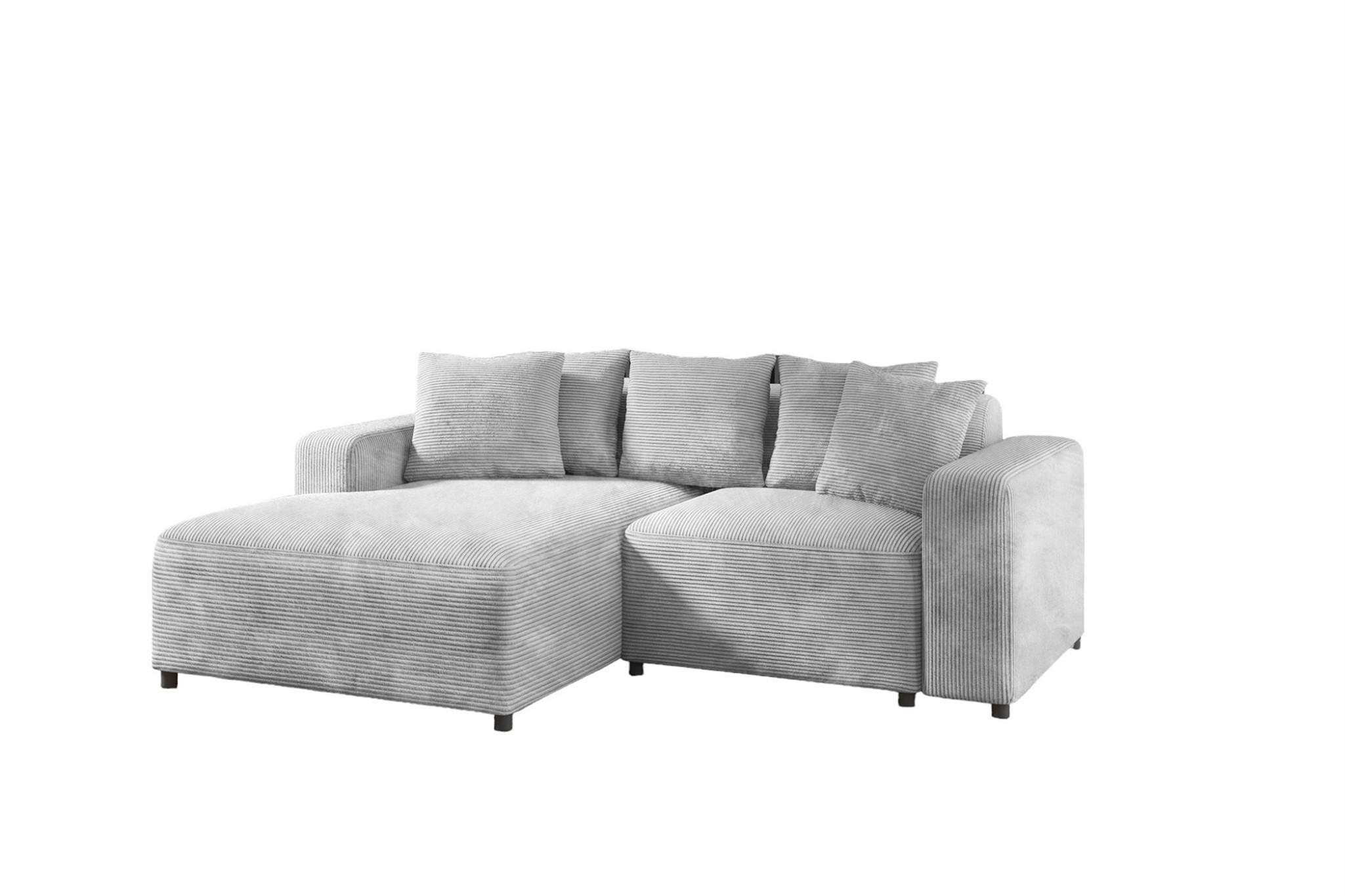 ECKSOFA Megan Xs In Stoff Poso - Hellgrau, Holzwerkstoff/Textil (240/165cm) - Fun Möbel