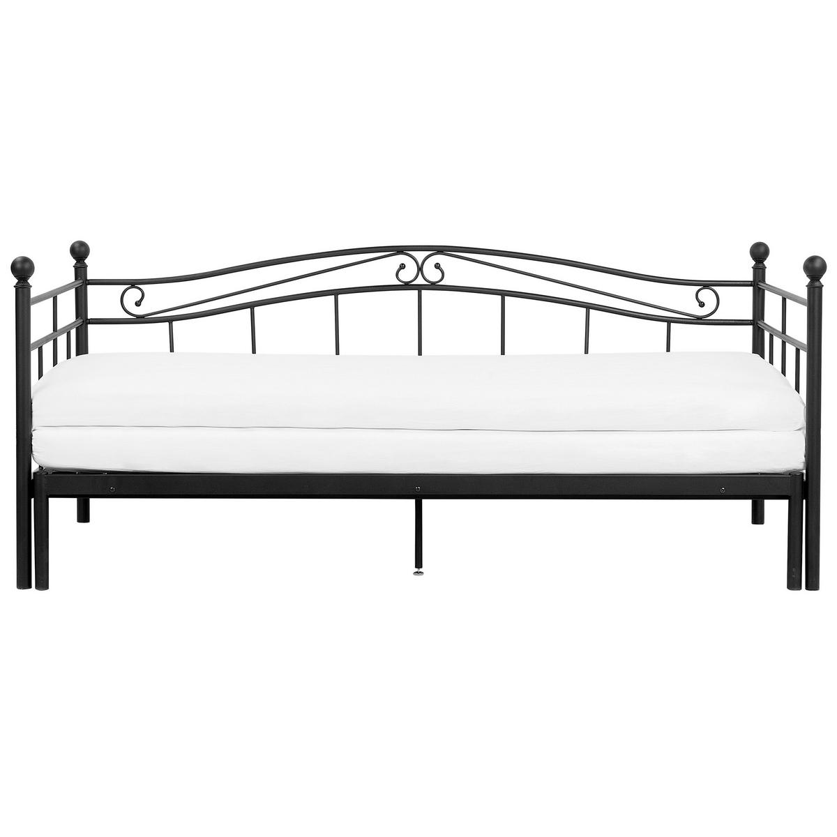 AUSZIEHBETT 90x200 cm Schwarz Tulle - Schwarz, Metall (90/200cm) - Beliani