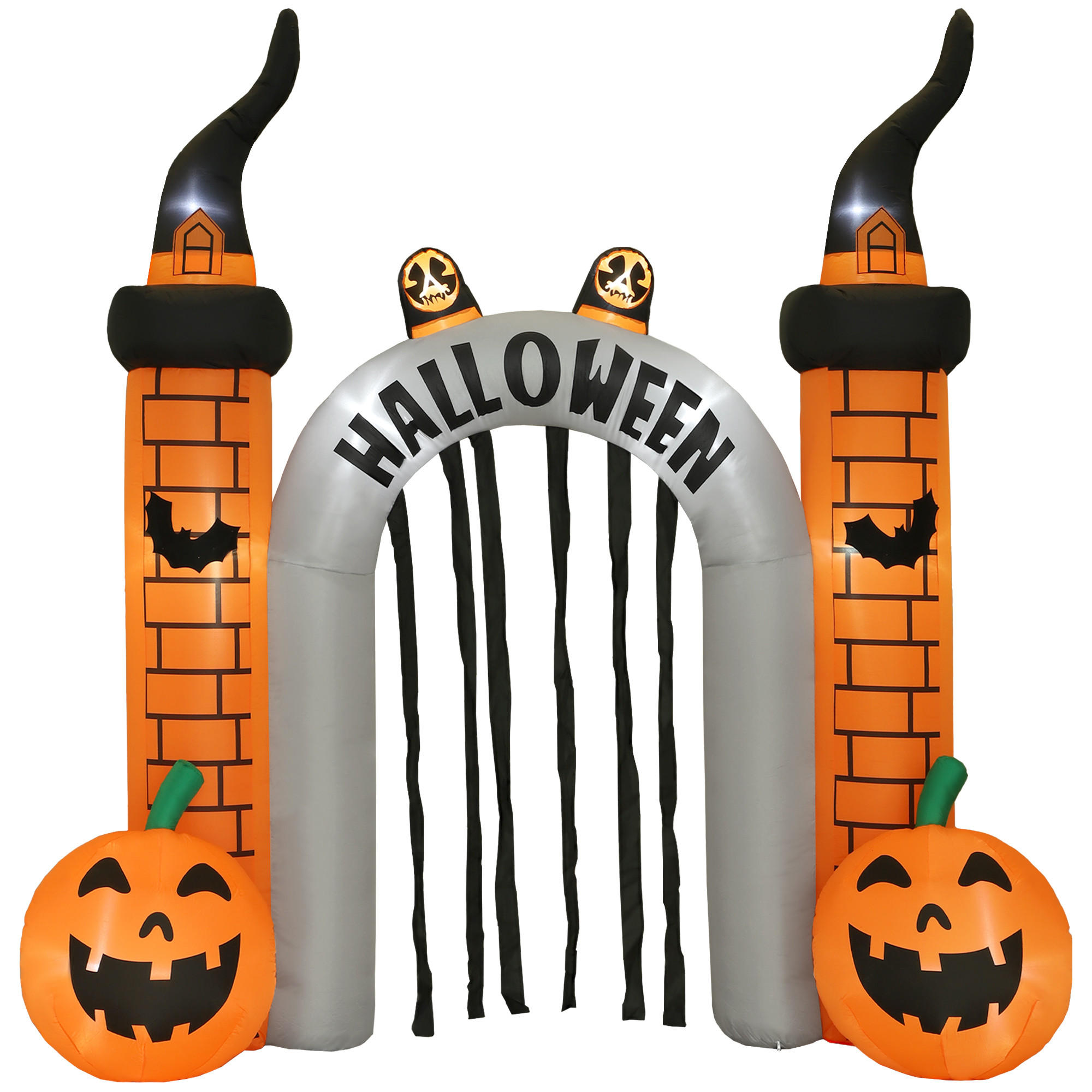 HALLOWEEN-TORBOGEN DE-42091 aufblasbar mit Kürbis-Design und LEDs - Orange, Kunststoff (325/322/105cm) - ComfortXL