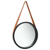 WANDSPIEGEL mit Gürtel 50 cm Schwarz - Schwarz, Holz (50/50/1cm) - furnicato