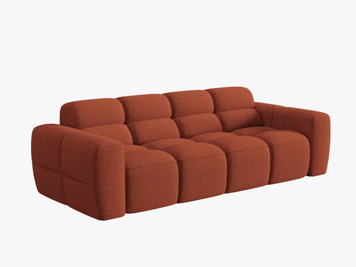 SOFA Lisa aus strukturiertem Stoff koralle 4 Sitzplätze - Koralle, Textil (256/77/101cm) - Micadoni