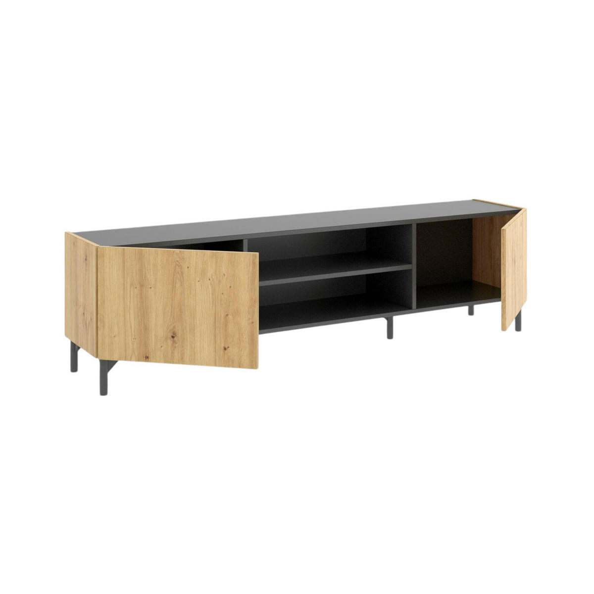 FERNSEHSCHRANK Eiche Knoten, Anthrazit 35/161/45.2 cm - Braun, Holzwerkstoff (161/45.2/35cm) - DMORA