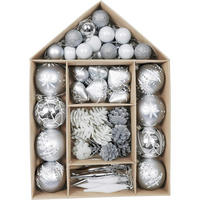 WEIHNACHTSKUGELN 70-teiliges Set Kunststoff Silber Weiß - Silberfarben, Kunststoff (6/6/6cm)