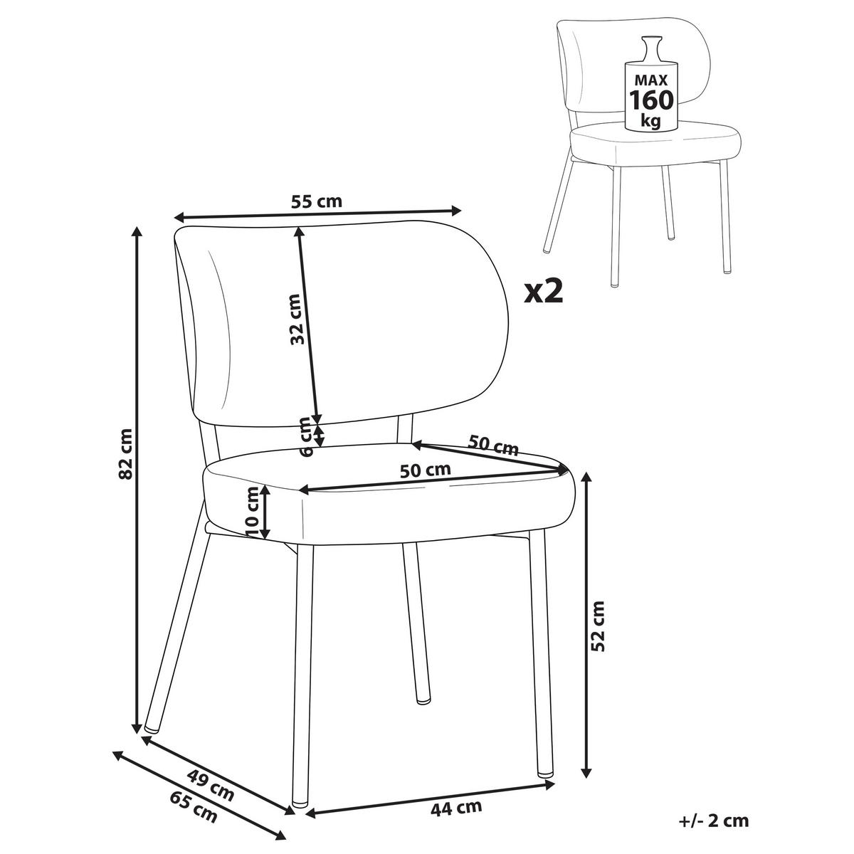 ESSZIMMERSTUHL 2er-Set Kunstleder Dunkelbraun Wonder - Dunkelbraun, Kunststoff (55/82/65cm) - Beliani