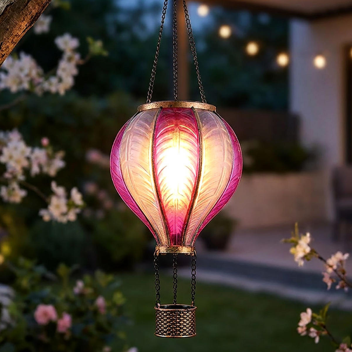 LED AUSSENLEUCHTE Solarleuchte Pink - Multicolor, Metall (14/14/46.5cm) - Globo Lighting