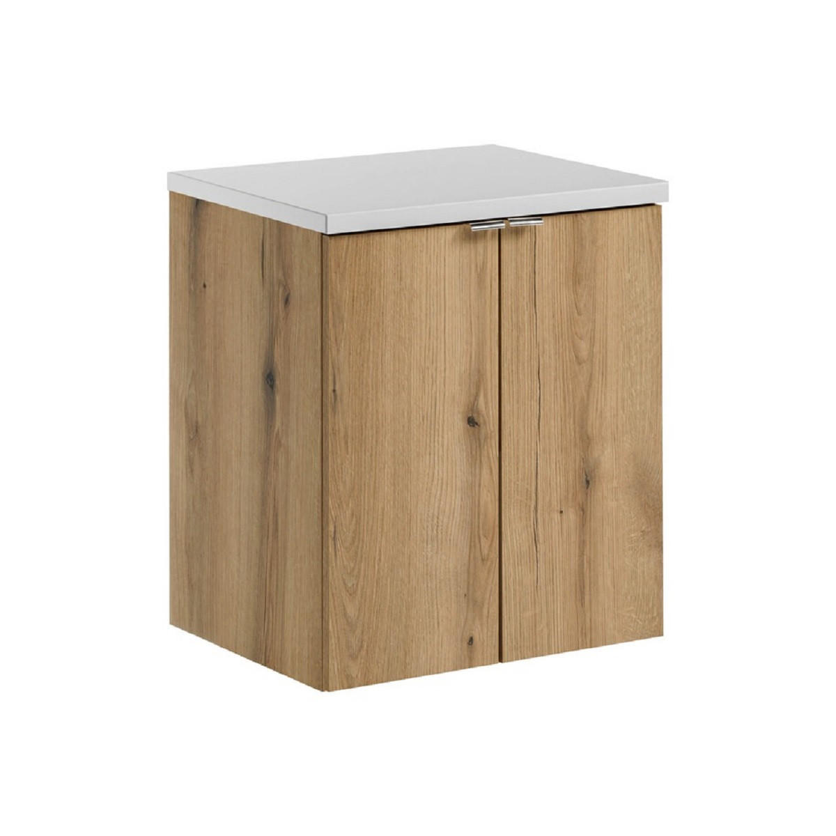 Milaros Markt Waschtischunterschrank Eiche Wotan, Weiß 50x57x40 cm