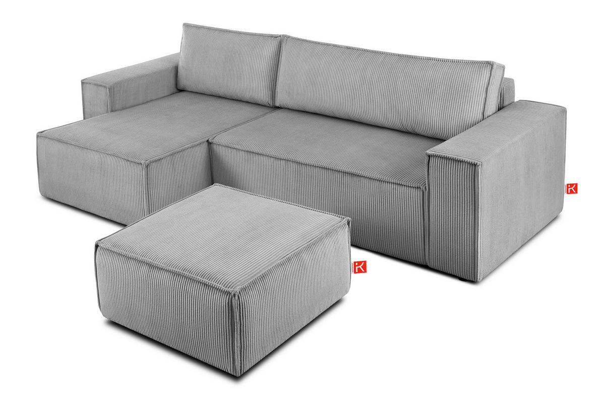 SITZPOUF NAPI gefederte Sitzfläche, hellgrau - Hellgrau/Schwarz, Textil (83/45/83cm) - KONSIMO®