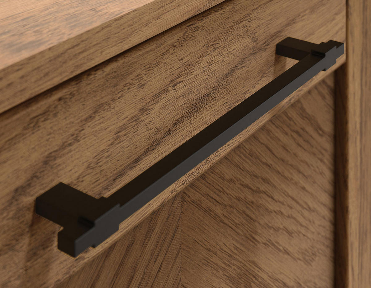 HIGHBOARD Cozy 15 Eiche Rustikal 100 / 50 / 140cm - Eichefarben/Braun, Holz/Metall (100/140/50cm) - Feldmann-Wohnen
