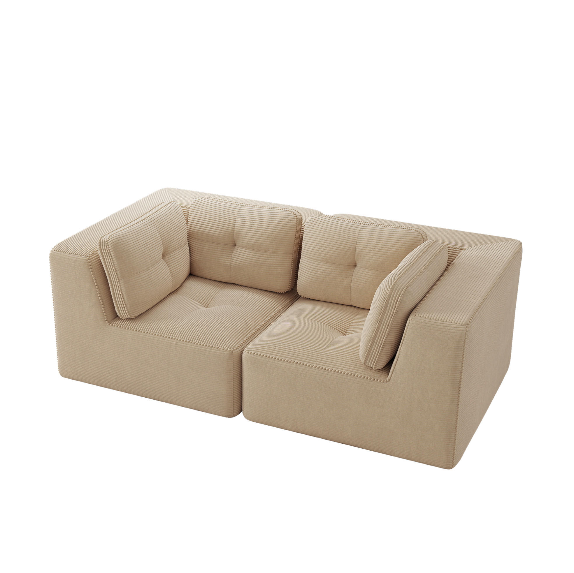 ECKSOFA 208/104/69 cm beige aus Cord mit modularem Design - Beige, Textil (104/208cm) - OKWISH