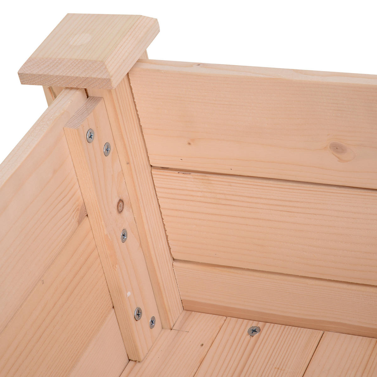 HOCHBEET DE-16034 mit Ablagefläche und Drainage Naturholz - Naturfarben, Holzwerkstoff (218.44/193.04/116.84cm) - ComfortXL