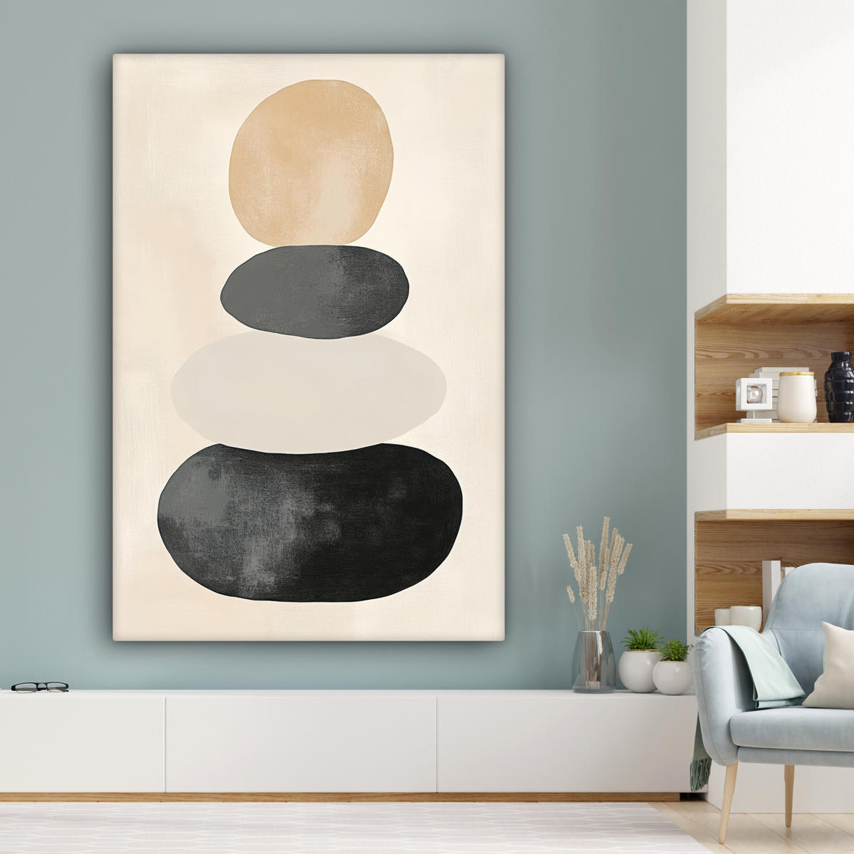 LEINWANDBILD Japandi - Wabi sabi - Beige 90x140 cm - Taupe, Textil (90/140cm) - MuchoWow