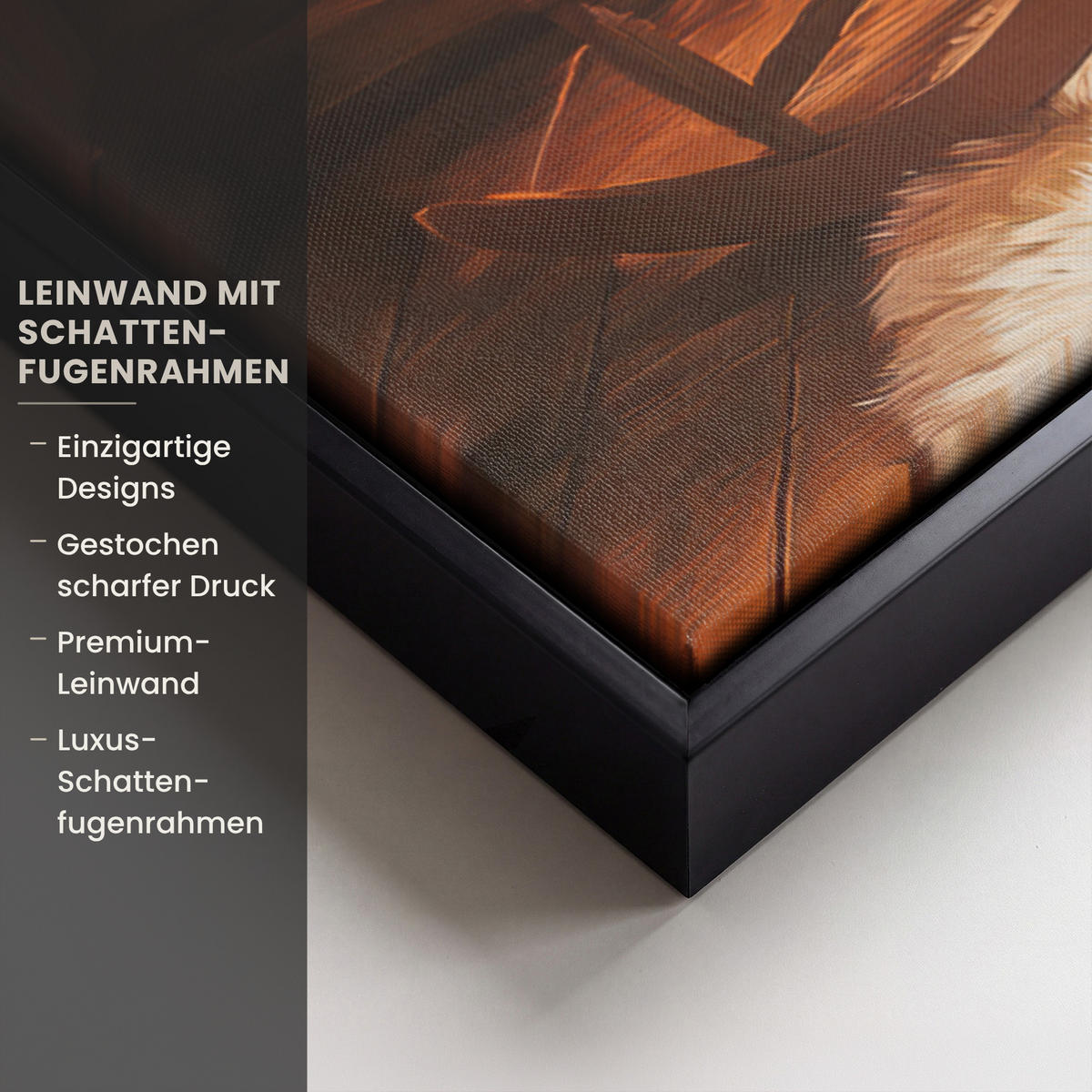 LEINWAND Bilder mit Rahmen - Winter - Weihnachten - Zuhause - Kamin - 70x50 - Bernsteinfarben, Textil (70/50cm) - MuchoWow