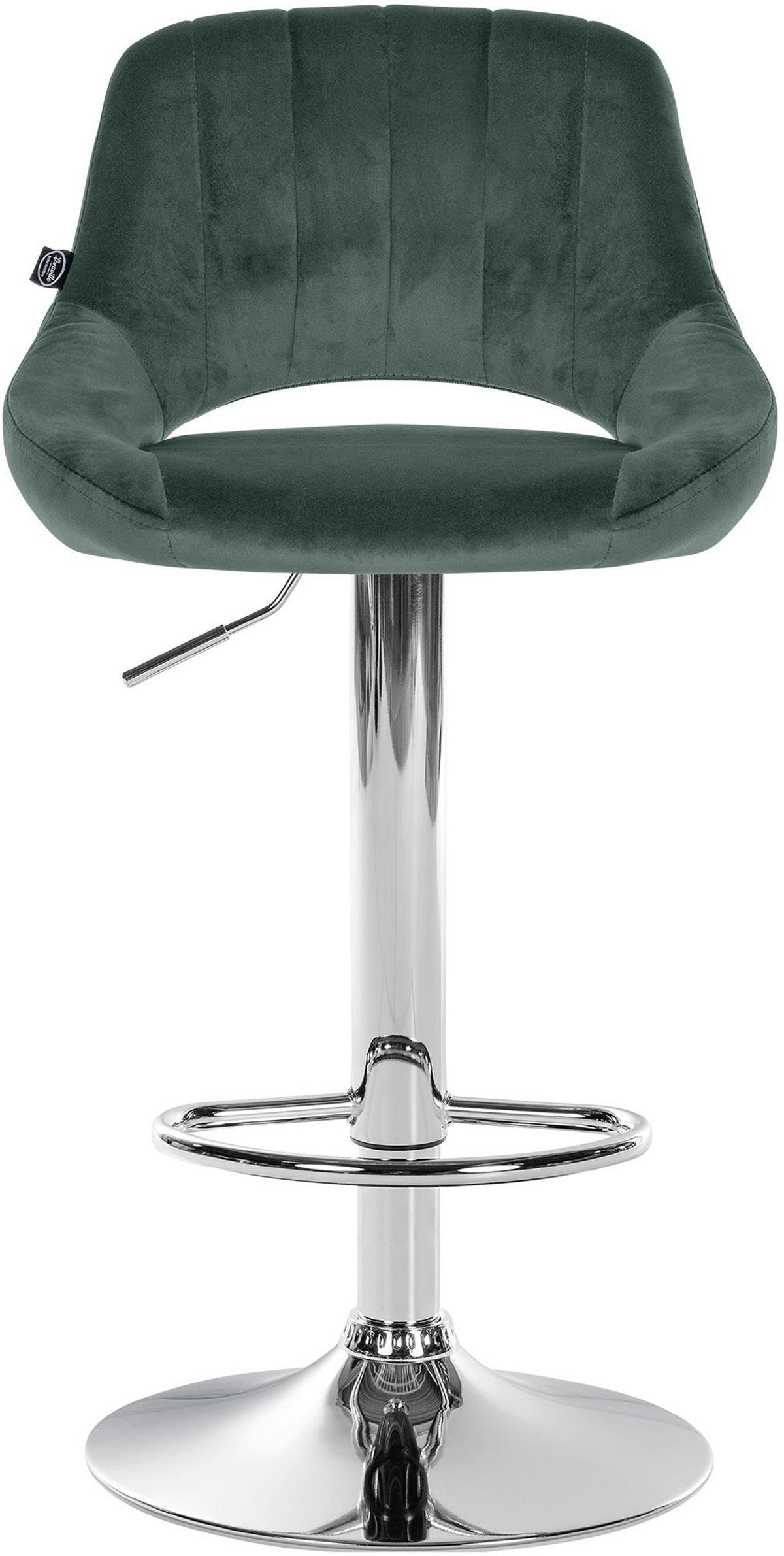 BARHOCKER 2er Set Milos Samt C grün - Chromfarben/Grün, Textil/Metall (47/106/48cm) - TPFLiving