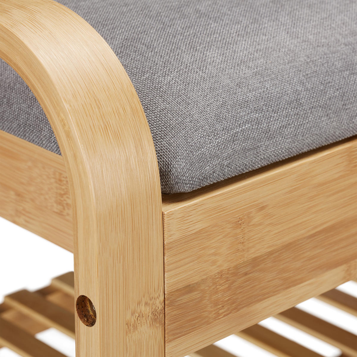 SCHUHBANK - Hellbraun, Holz/Textil (100.5/50/33cm) - Relaxdays