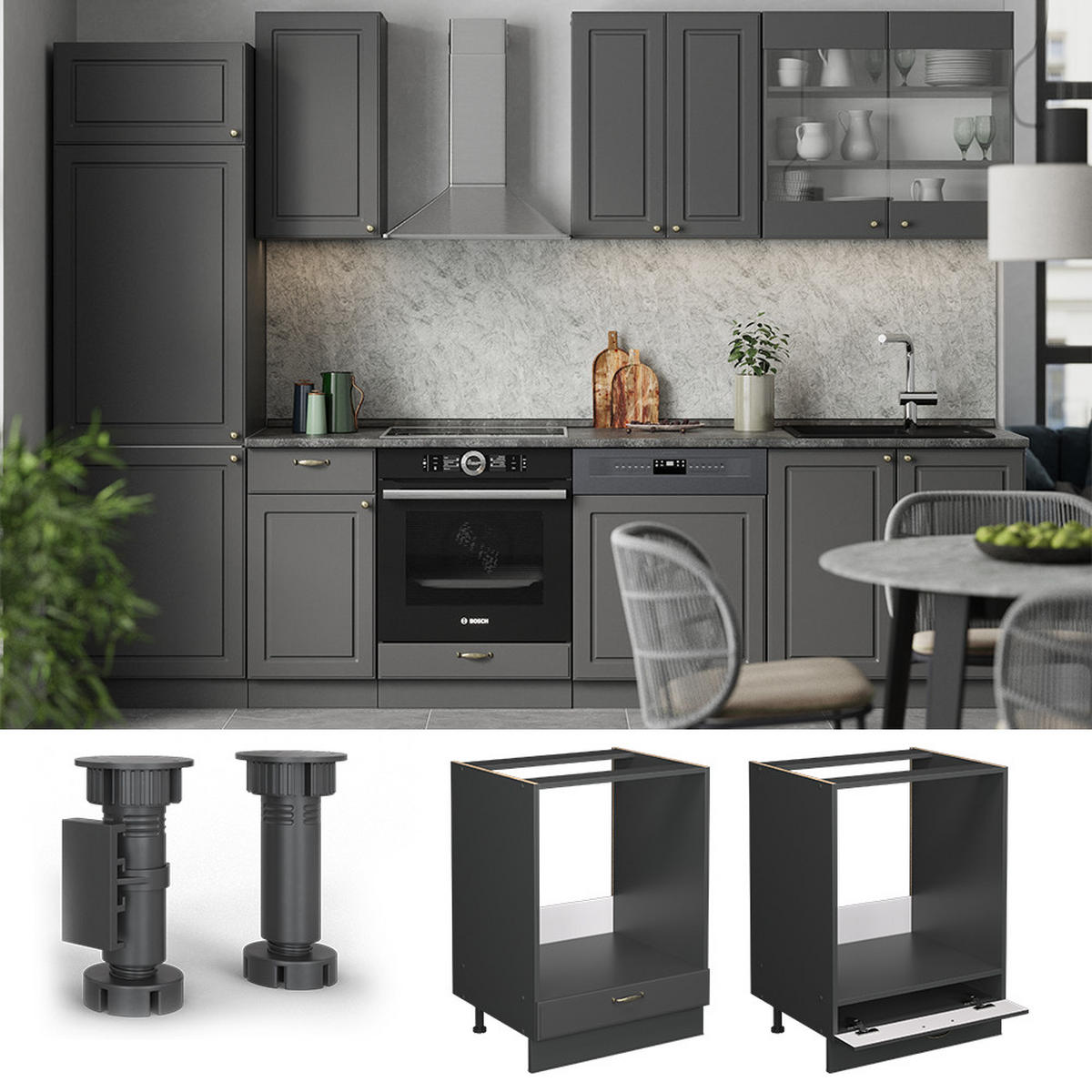 Anthrazit, Holzwerkstoff (60/82/60cm) - Vicco