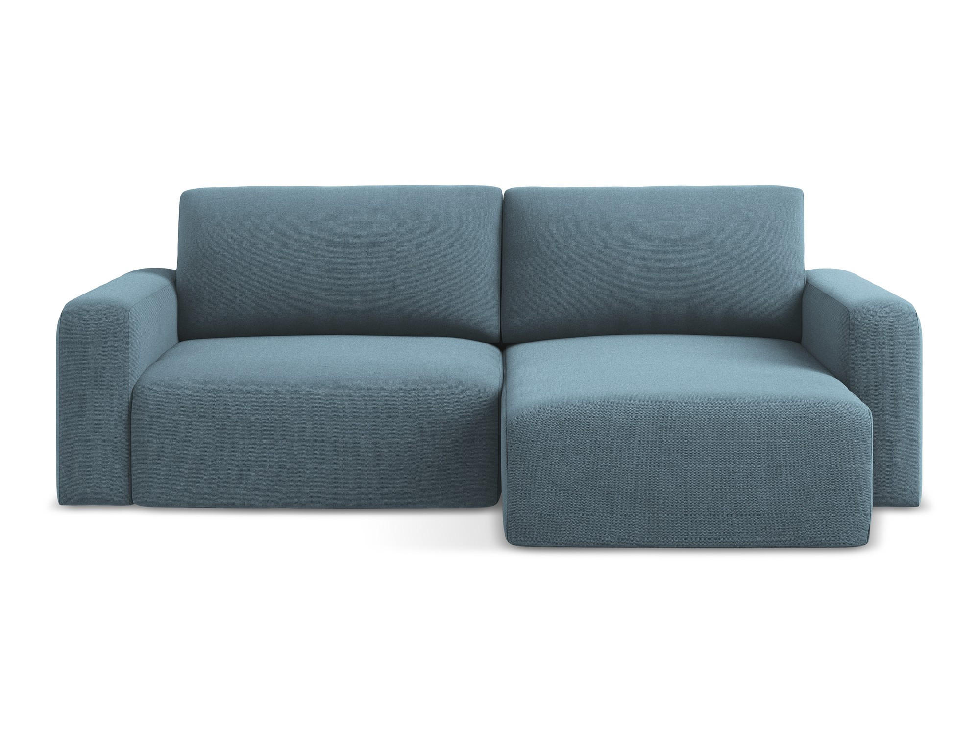 ECKSOFA mit Schlaffunktion rechts Strukturstoff Stoff Blau - Blau/Schwarz, Kunststoff/Textil (244/149cm) - Makamii
