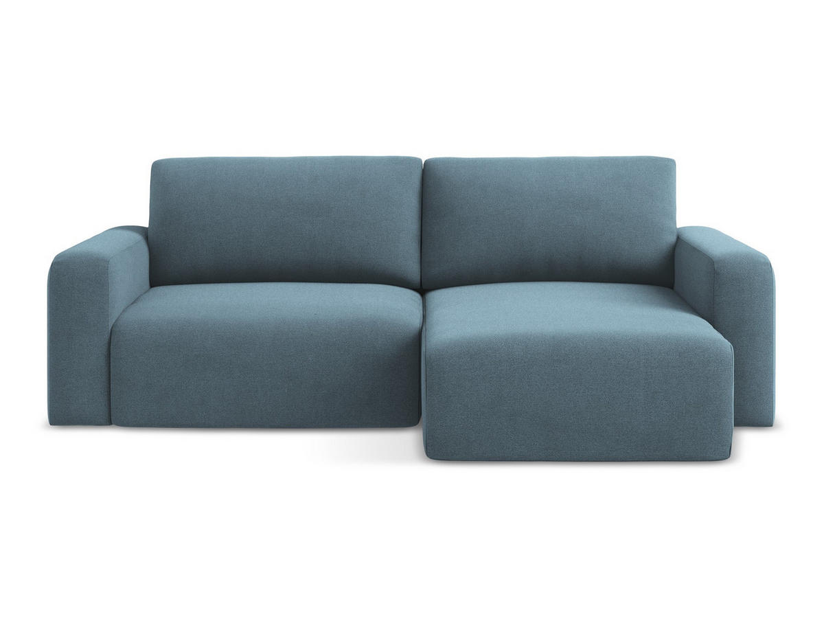ECKSOFA mit Schlaffunktion rechts Strukturstoff Stoff Blau - Blau/Schwarz, Kunststoff/Textil (244/149cm) - Makamii