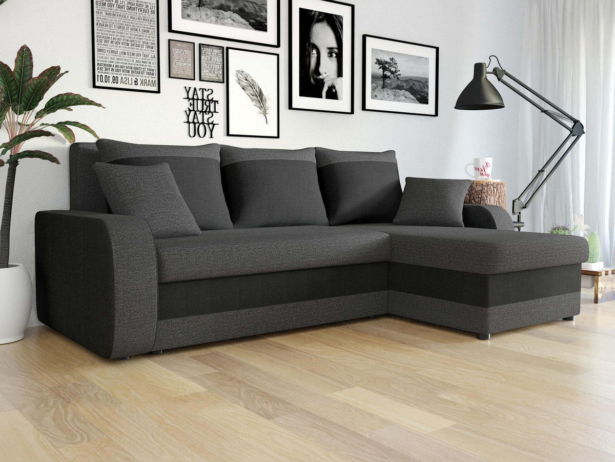 ECKSOFA Kris Lux - Anthrazit/Schwarz, Holz/Kunststoff (238/147cm) - MIRJAN24