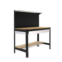 WERKBANK BUFFALO mit Werkzeugwand, Schubfach und Ablage | HxBxT 84x150x61cm | Traglast 600kg | Anthrazit - Anthrazit, Metall (150/84/61cm) - PROREGAL