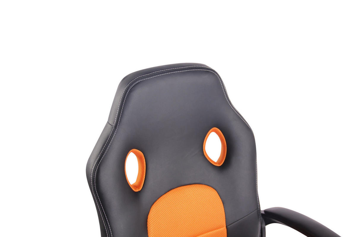 DREHSTUHL Lederlook schwarz/orange - Schwarz/Orange, Kunststoff/Textil (61/106/59cm) - CLP