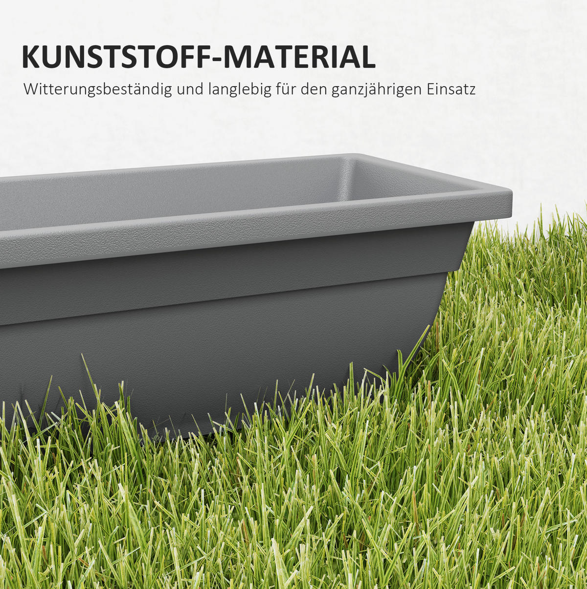 BLUMENKASTEN aus Kunststoff 59x21x16 cm in Grau stapelbar - Grau, Kunststoff (21/16/59cm) - Modfu