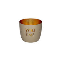 TEELICHTHALTER Madras M, You and Me, Eisen, Sandstone / Gold, H 8.5 cm - Beige, Metall (10cm) - Gift Company