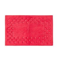BADEMATTE 45/75 cm Karo-Bordüre, Baumwolle - Rot, Textil (45/75cm) - Homescapes