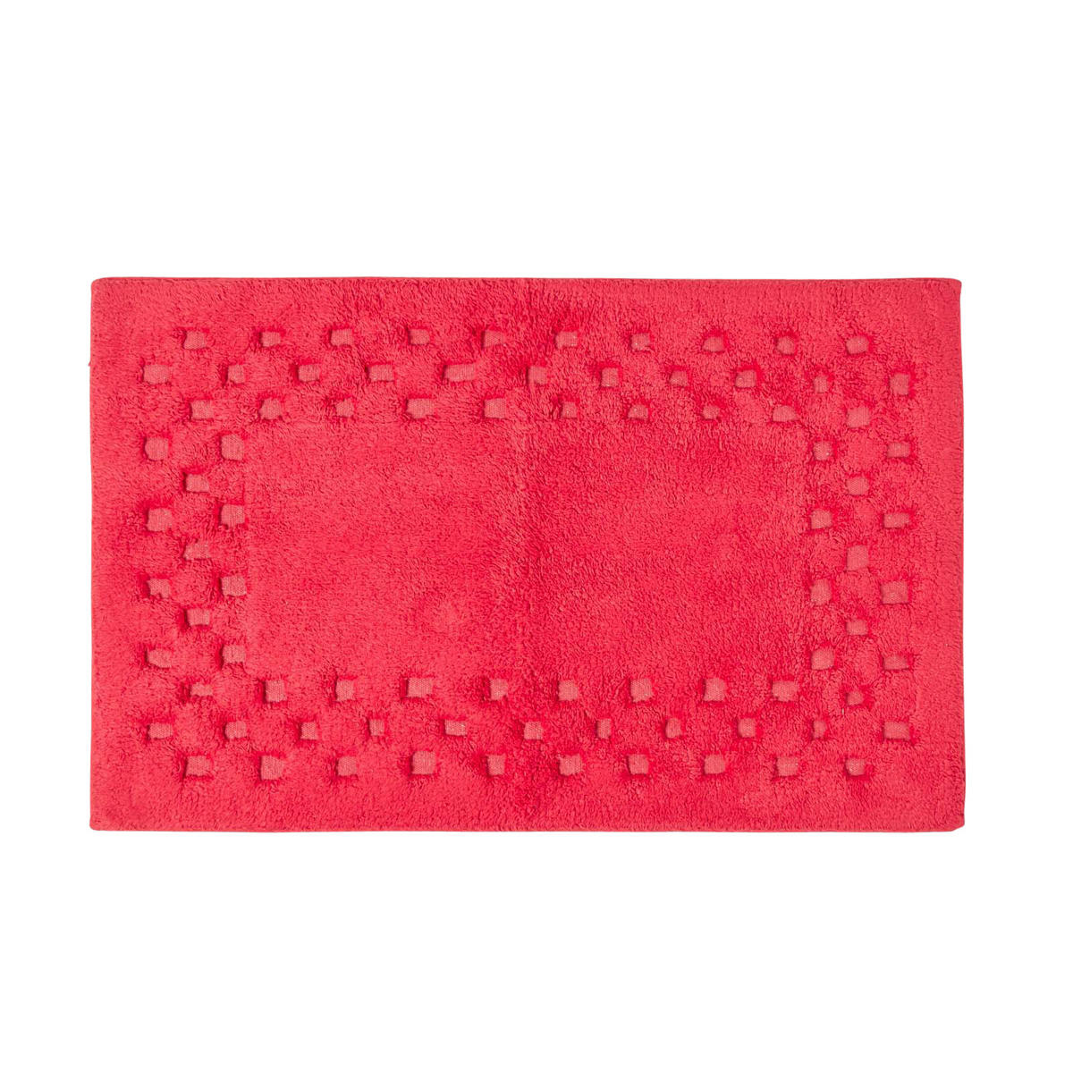 BADEMATTE 45/75 cm Karo-Bordüre, Baumwolle - Rot, Textil (45/75cm) - Homescapes