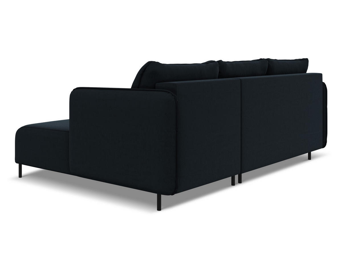 ECKSOFA mit Schlaffunktion Samt Stoff Blau - Blau/Schwarz, Holz/Textil (236/162cm) - Makamii