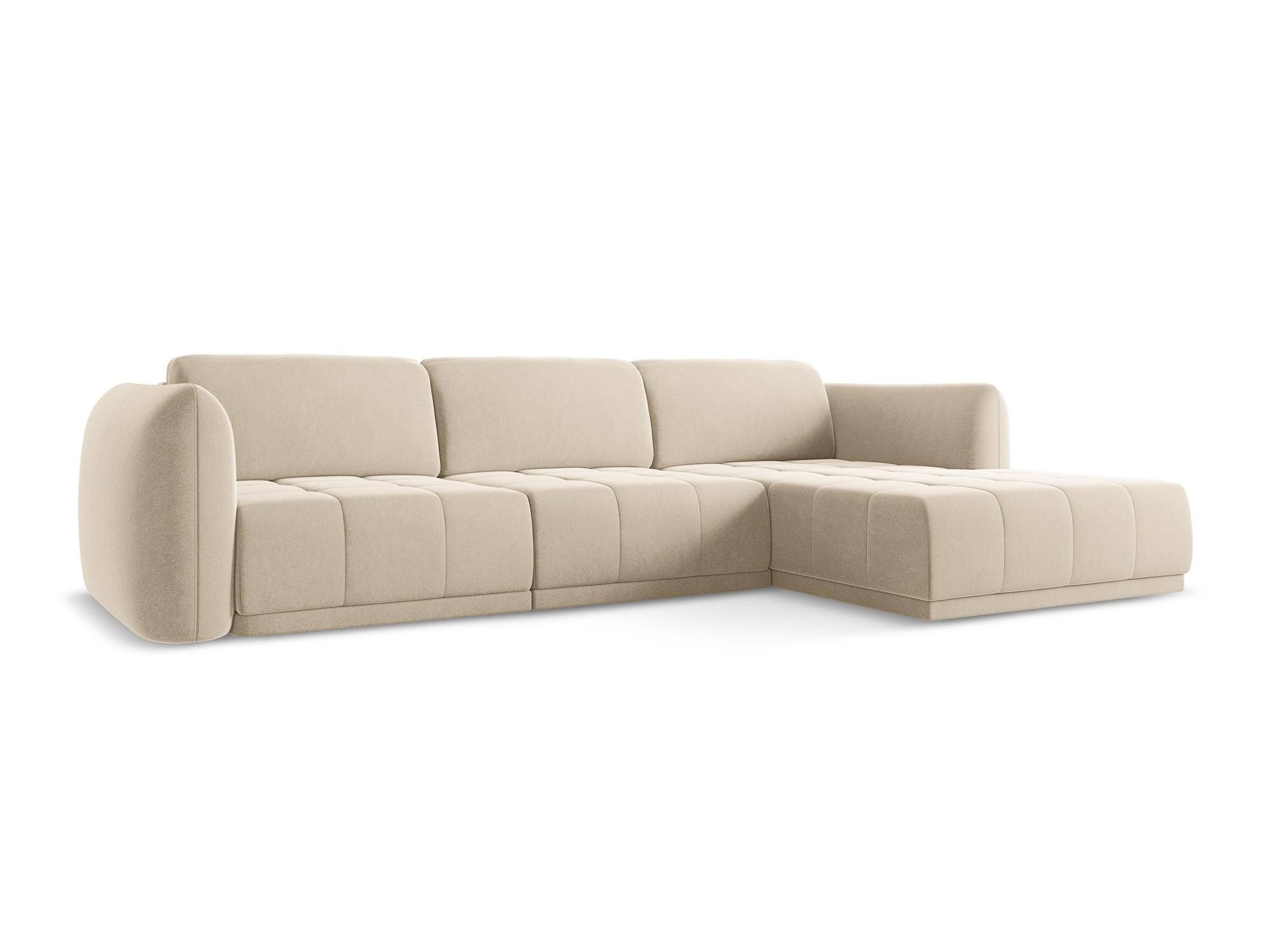 ECKSOFA Rechts Samt Stoff Beige - Beige/Creme, Kunststoff/Textil (290/170cm) - Makamii