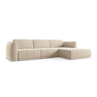 ECKSOFA Rechts Samt Stoff Beige - Beige/Creme, Kunststoff/Textil (290/170cm) - Makamii