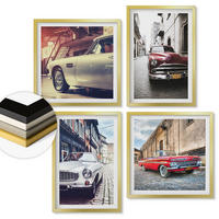 WANDBILDER 4er Set - 50x50 cm & 40x60 cm Goldrahmen - Oldtimer in Städten - Goldfarben, Kunststoff (50/50cm) - ArtPrintCave