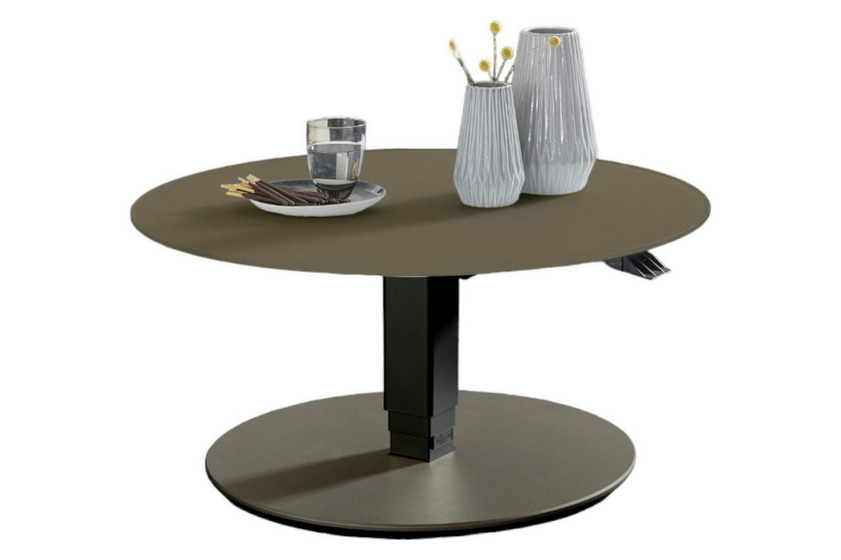 WOHNZIMMERTISCH rund Cathleen 80x80x39 Couchtisch Schwarz/Beigegrau - Braun, Glas (80/80/39cm) - 58aufmkessel